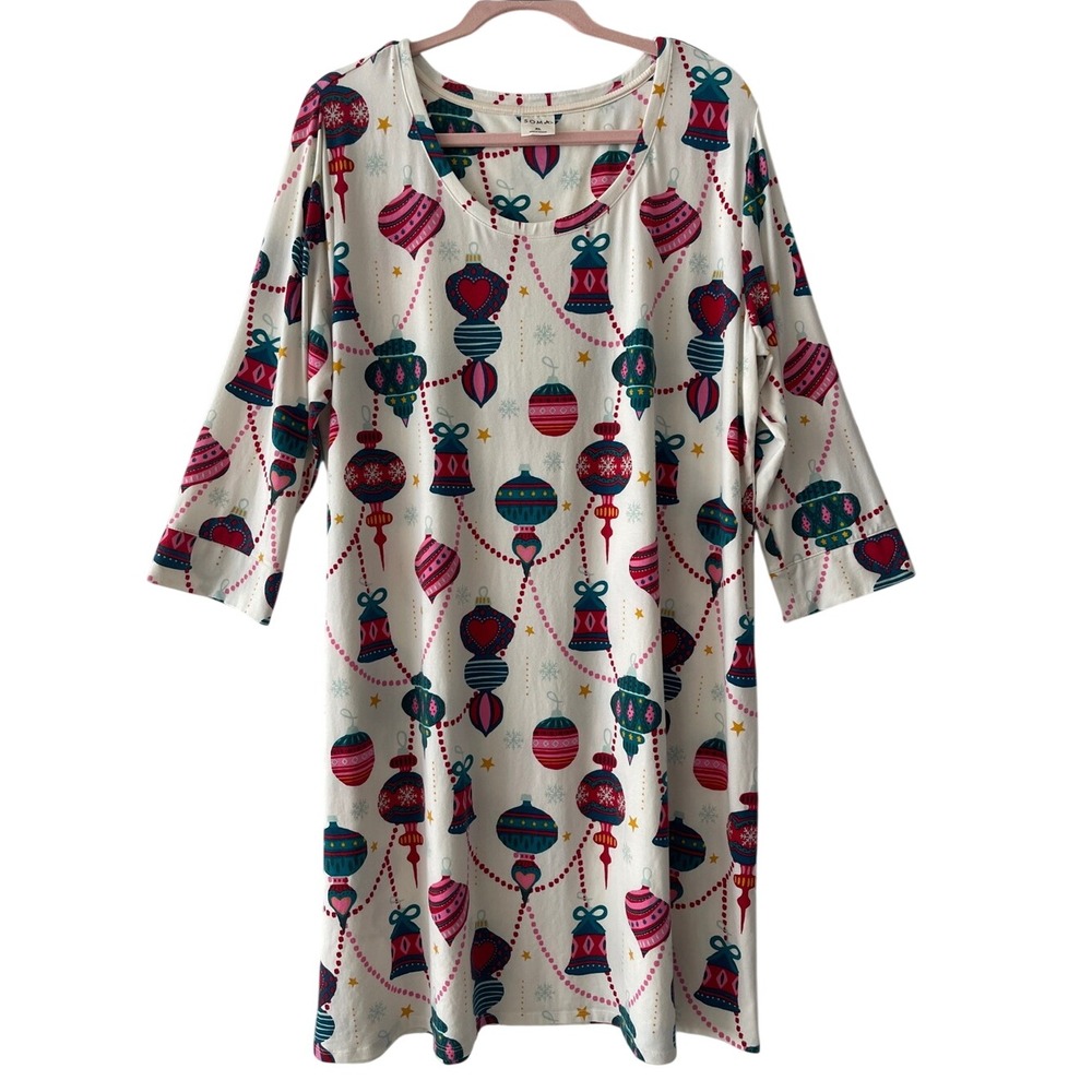 Soma Christmas Holiday Sleep Shirt Pajamas XL